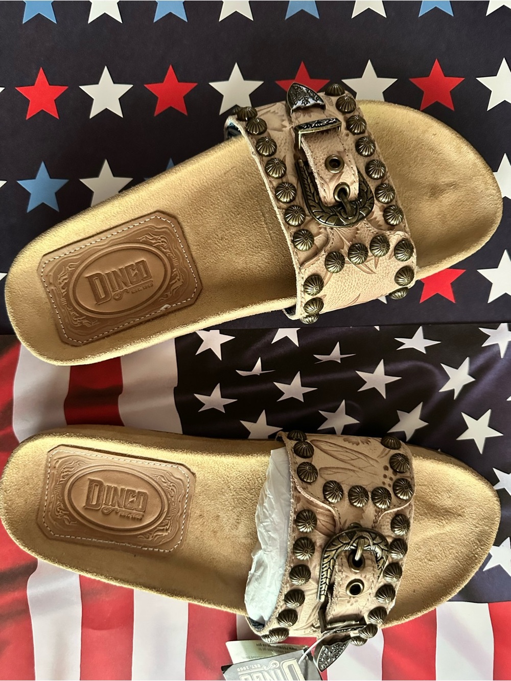 dingo Gold Studded Slide Sandals